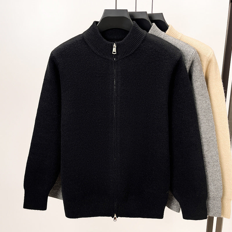 Men's High-end Stand Collar Knitted Zipper Cardigan Thickened - Image 7
