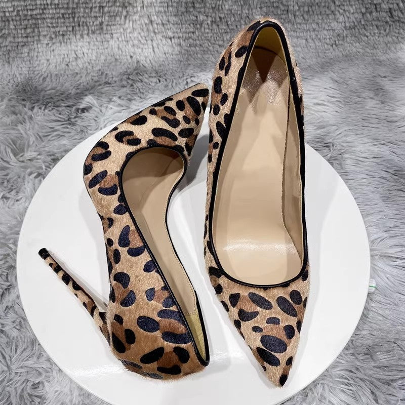 Suede Leopard Print High Heels For Women - Image 2