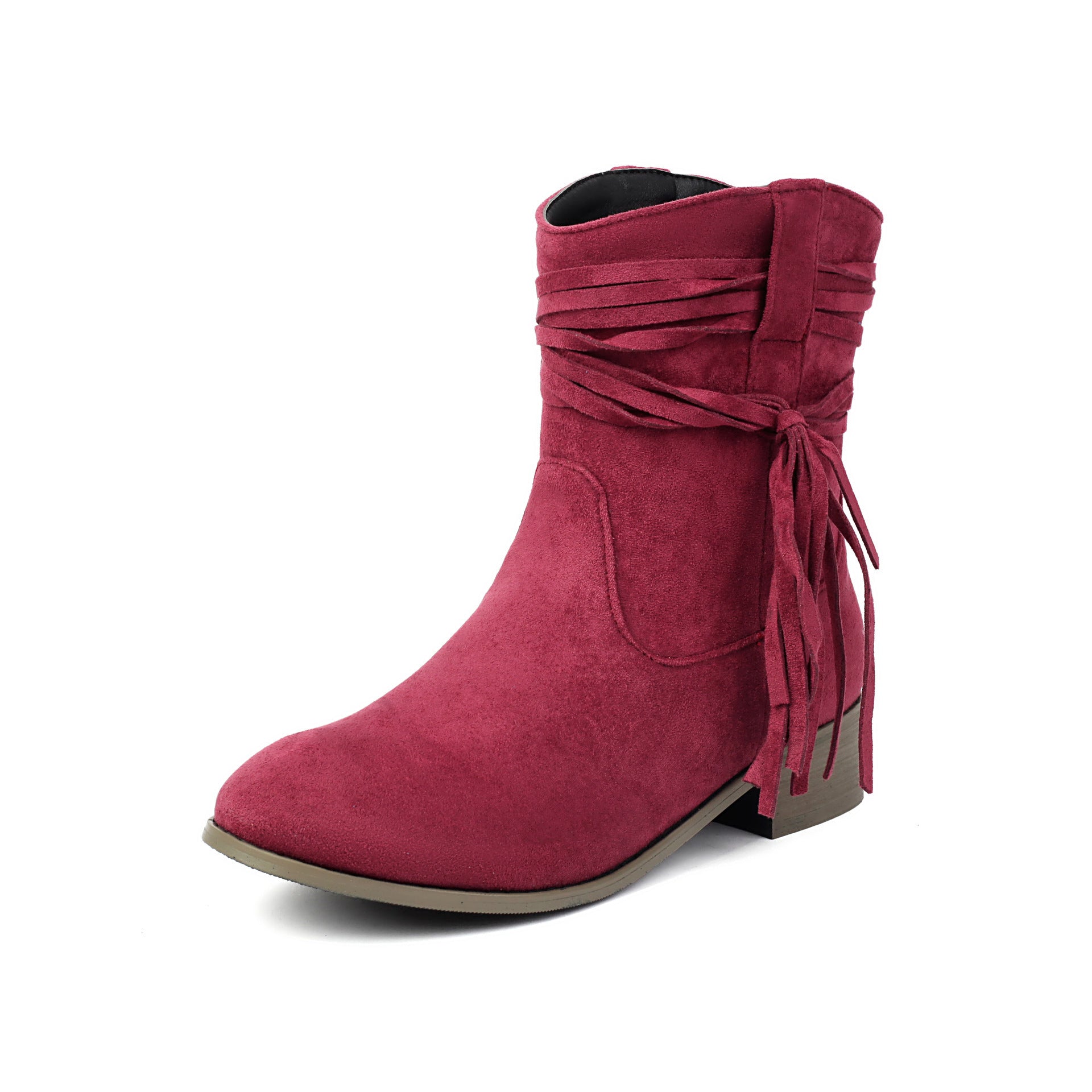 Short Boots Round Toe Foreign Trade Suede Tassel Women's Shoes - Image 13