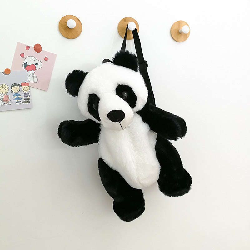 Cute Panda Small Backpack Fashion Boys And Girls Cartoon Plush Bag - Image 4