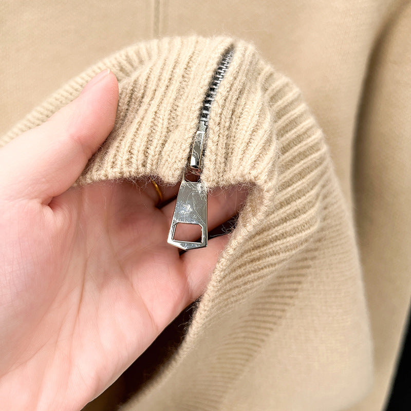 Men's High-end Stand Collar Knitted Zipper Cardigan Thickened - Image 3