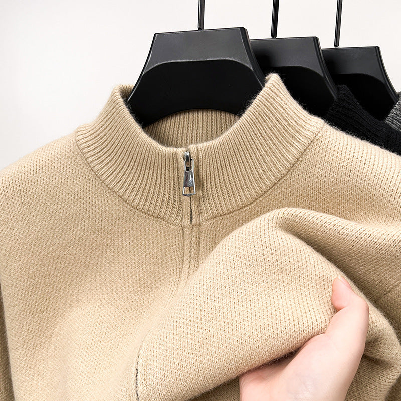 Men's High-end Stand Collar Knitted Zipper Cardigan Thickened - Image 2