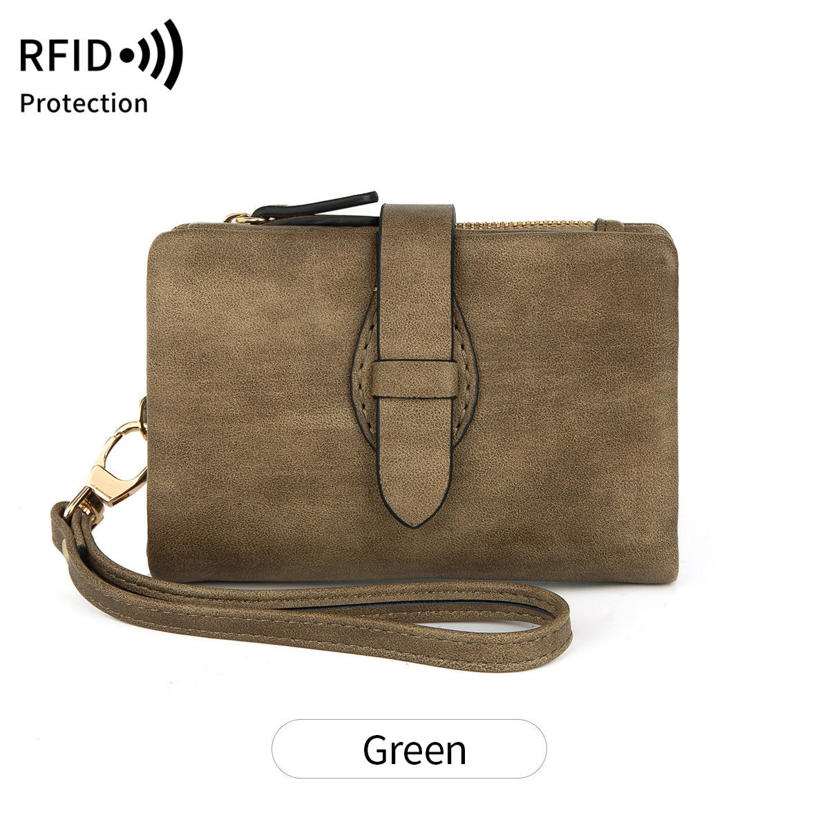 RFID Women's Wallet Soft Leather Solid Color 70 Off Short Style - Image 3